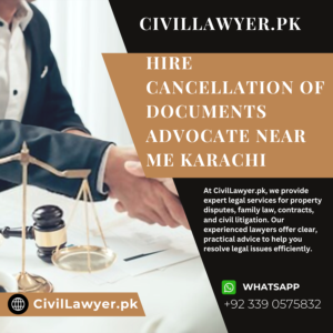 Hire Cancellation of Documents Advocate Near Me Karachi