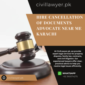 Hire Cancellation of Documents Advocate Near Me Karachi